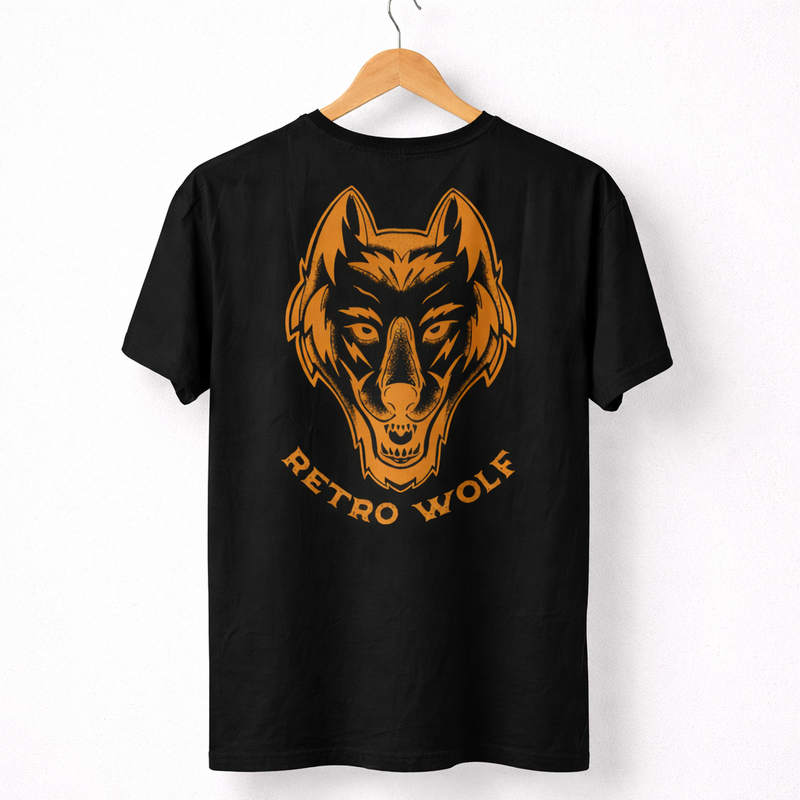 NEON ORANGE DOT WORK WOLF TEE