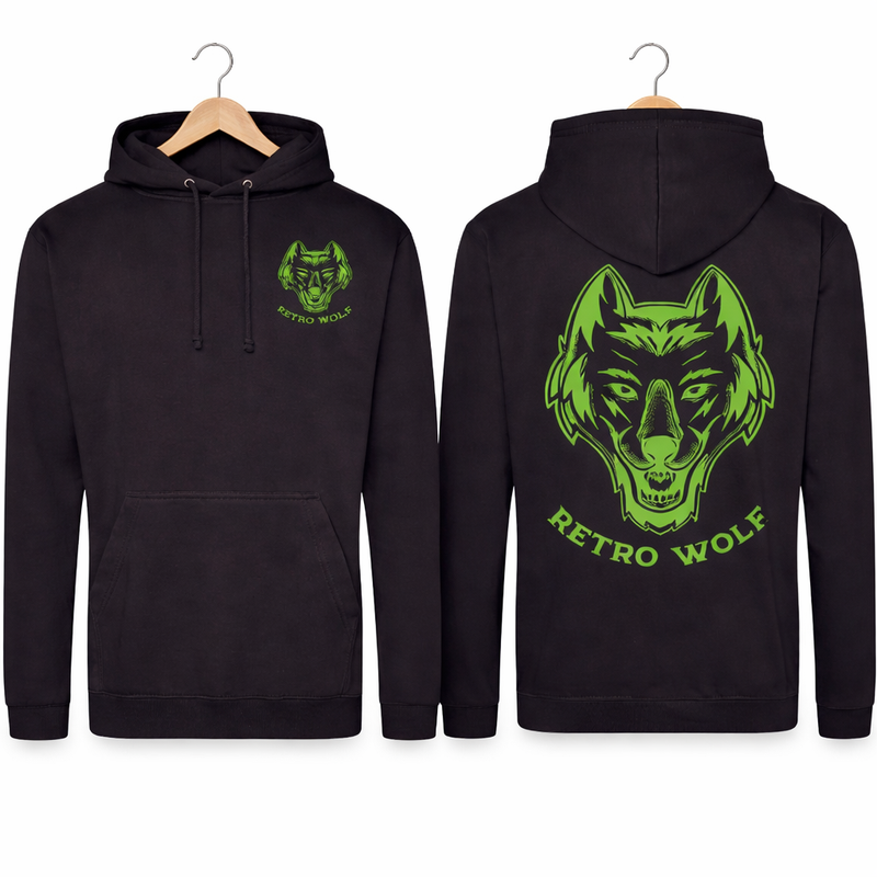 NEON GREEN DOT WORK WOLF HOODIE