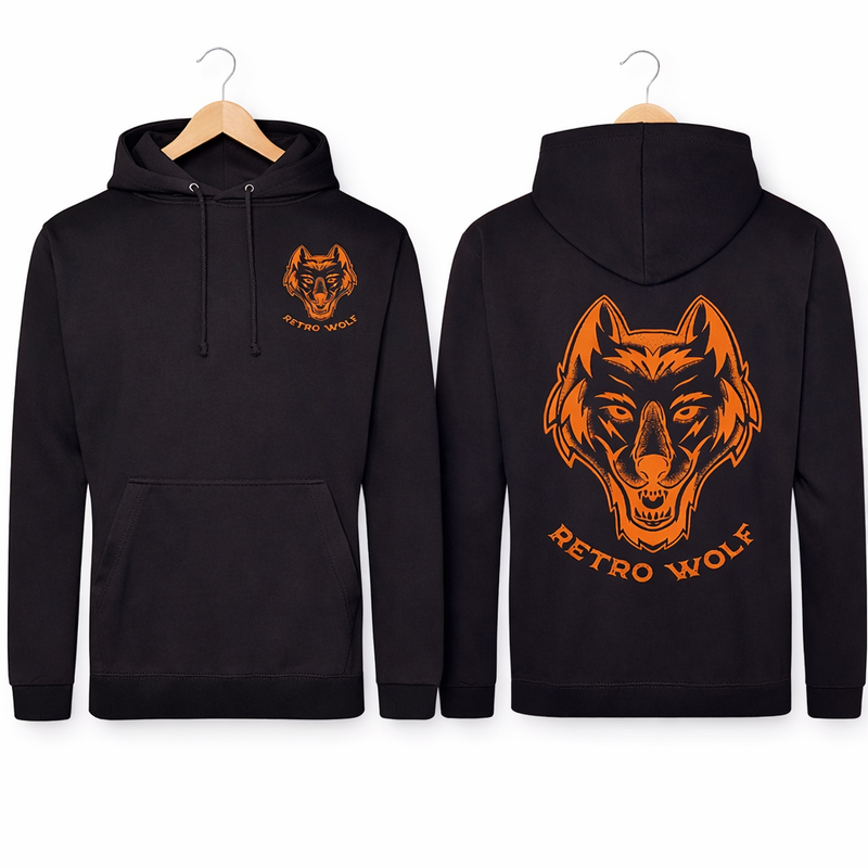 NEON ORANGE DOT WORK WOLF HOODIE