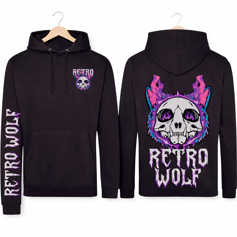 WOLF SKULL FLAMES HOODIE