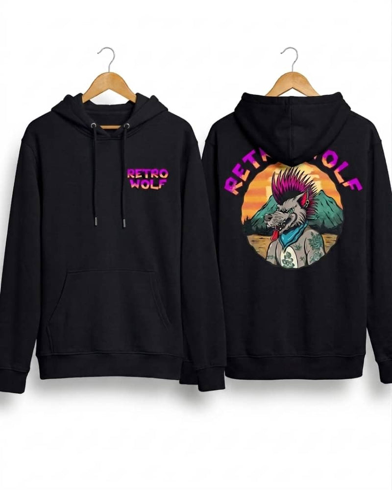 Sunset Shredder Retro Wolf Hoodie