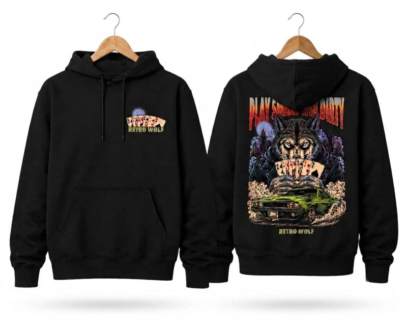 Dead Man’s Hand Retro Wolf Hoodie