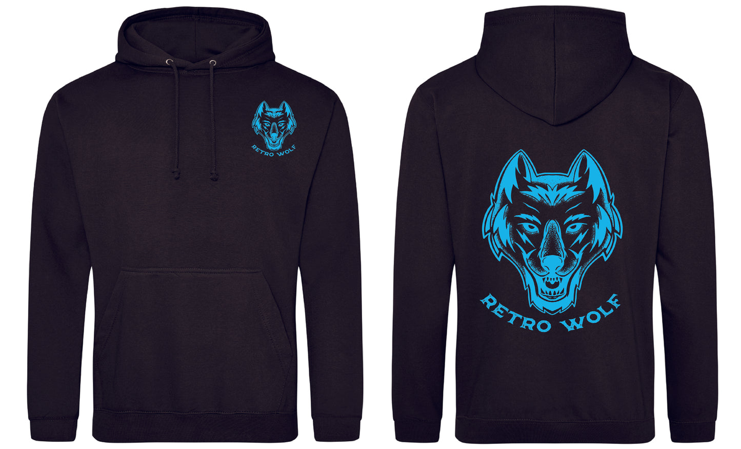 NEON BLUE DOT WORK WOLF HOODIE