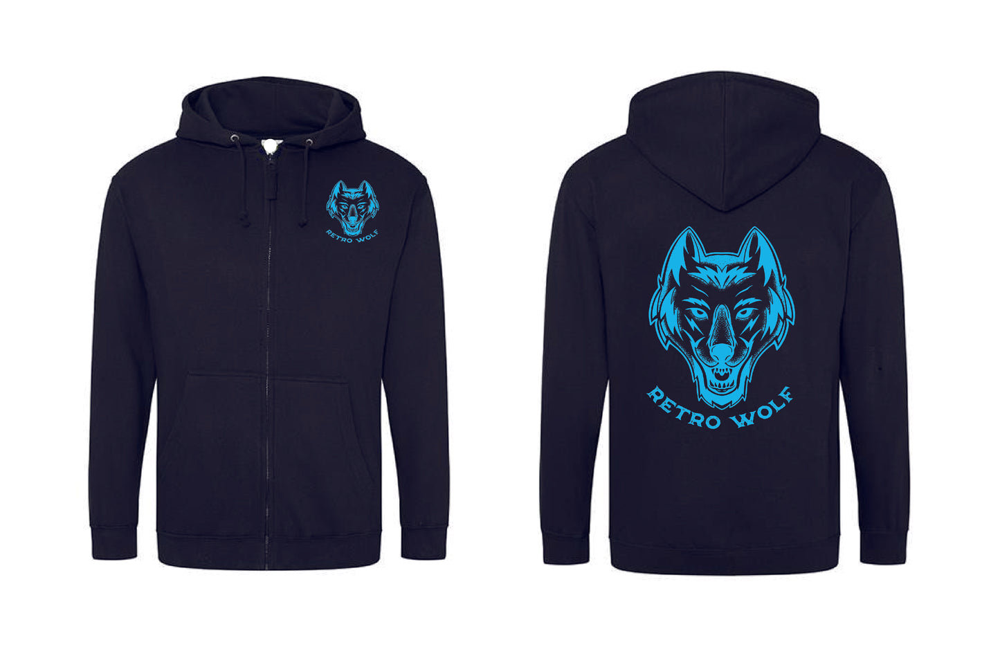 NEON BLUE DOT WORK WOLF ZIP HOODIE