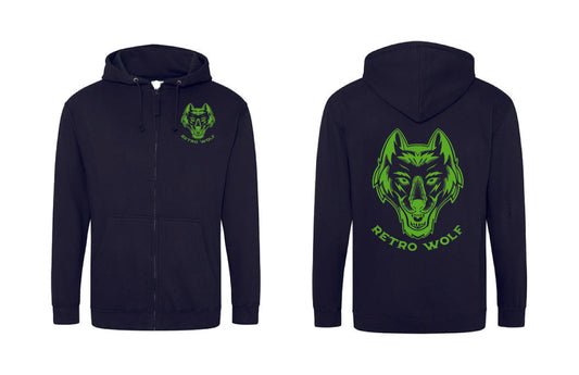 NEON GREEN DOT WORK WOLF ZIP HOODIE