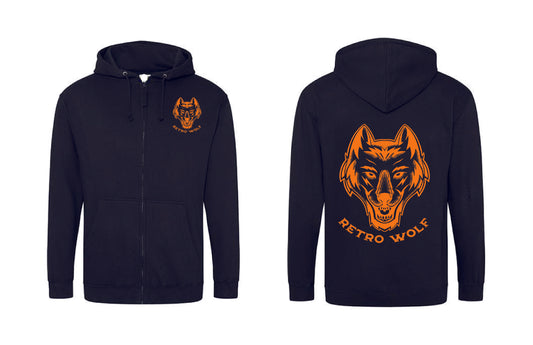 NEON ORANGE DOT WORK WOLF ZIP HOODIE