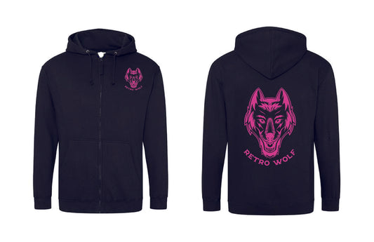 NEON PINK DOT WORK WOLF ZIP HOODIE