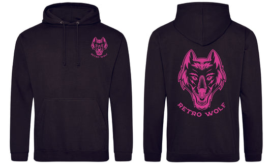 NEON PINK DOT WORK WOLF HOODIE