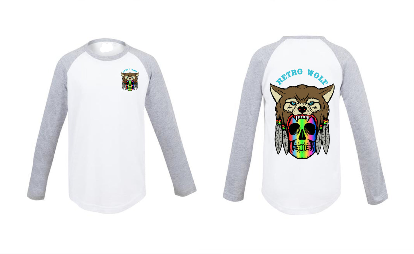 RAINBOW SKULL GREY LONG SLEEVE TEE