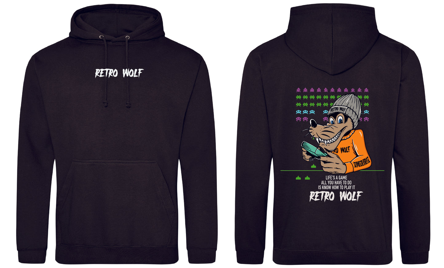 SPACE INVADERS RETRO WOLF HOODIE