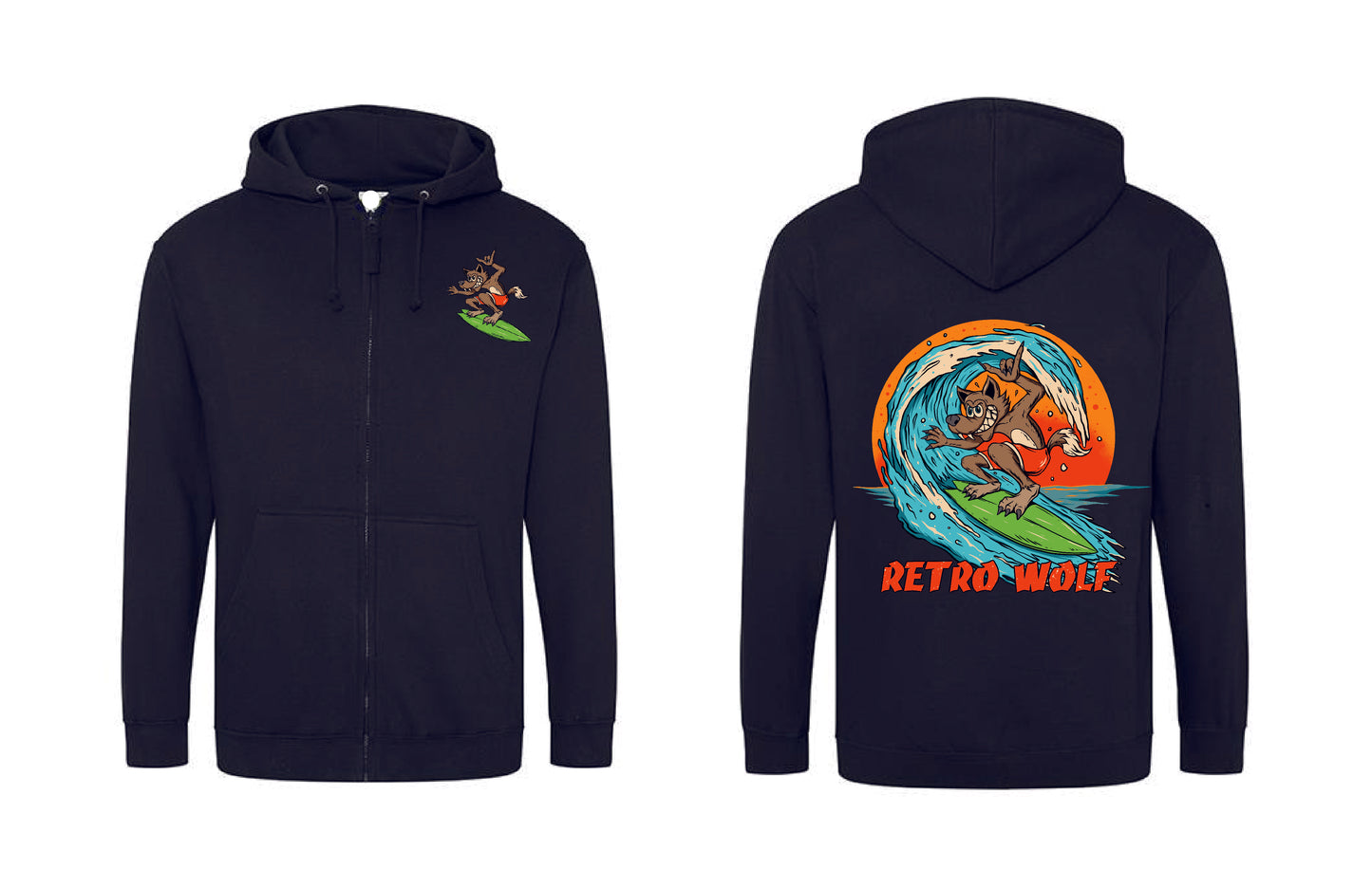 SURFER WOLF ZIP HOODIE