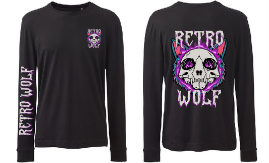 WOLF SKULL FLAMES LONG SLEEVE TEE