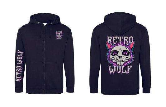 WOLF SKULL FLAMES ZIP HOODIE