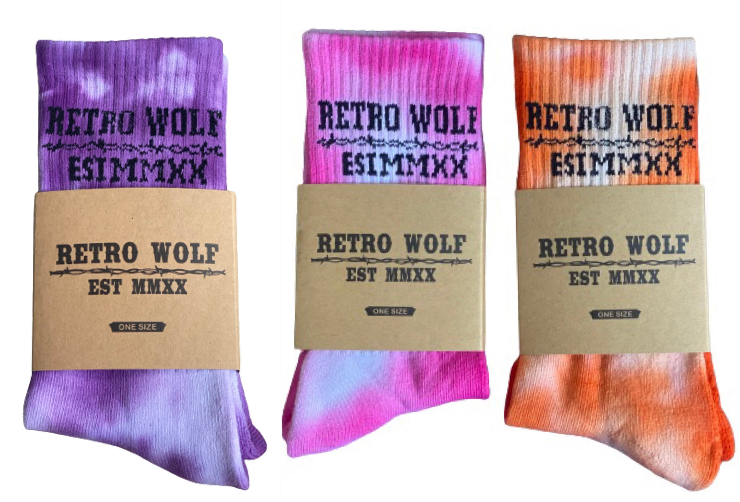 CUSTOM TIE DYE RETRO WOLF SOCKS