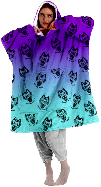 LIMITED EDITION DOT WORK WOLF GRADIENT HOODED BLANKET