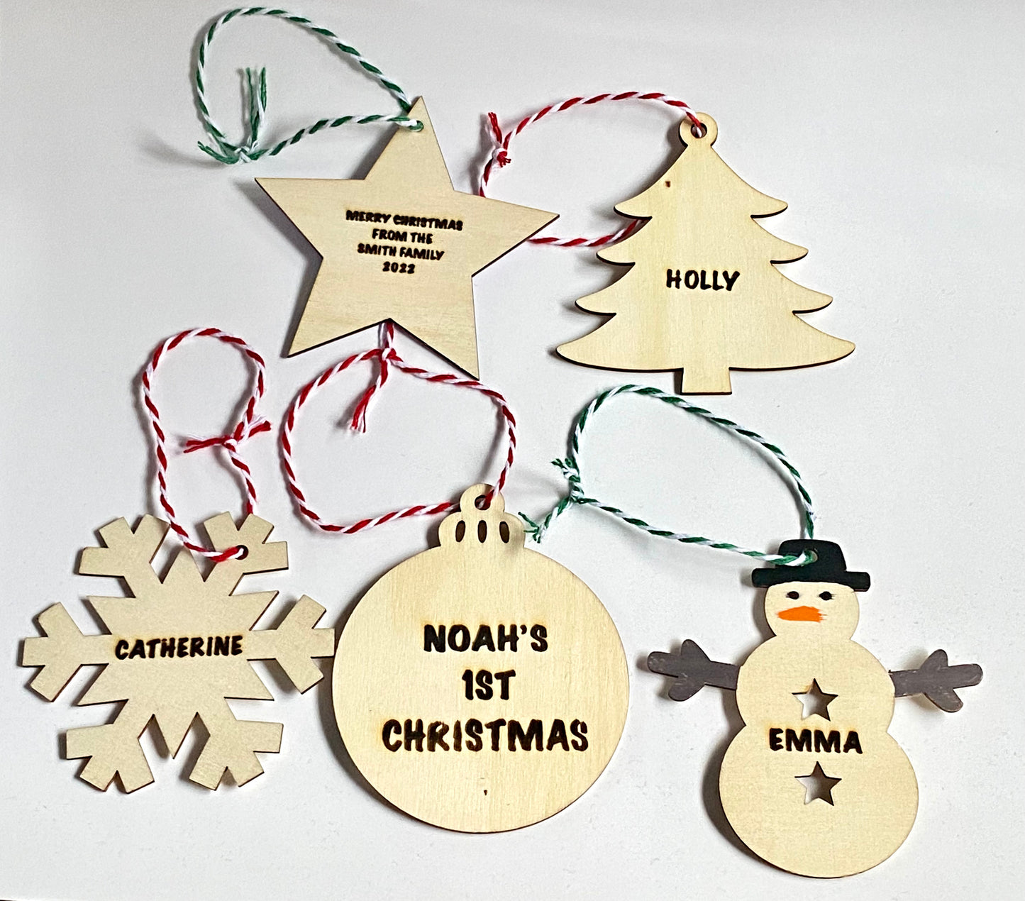 PERSONALISED ENGRAVED WOODEN CHRISTMAS TREE HANGER