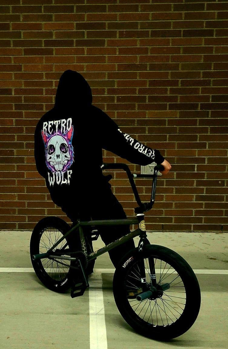 WOLF SKULL FLAMES HOODIE