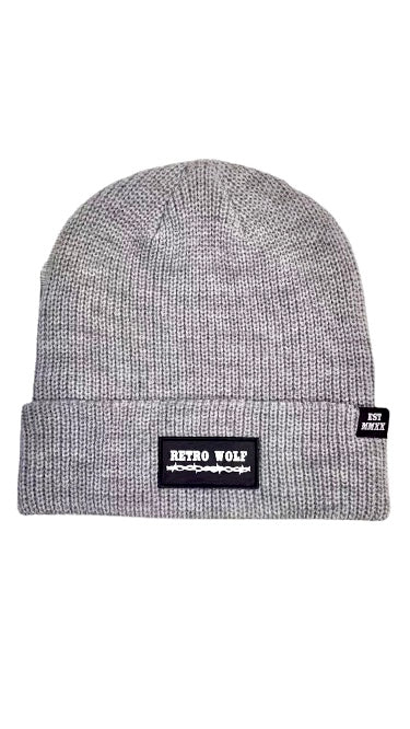 GREY RETRO WOLF BEANIE